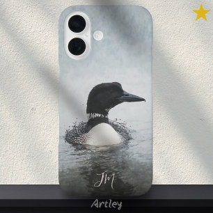 Coque Pour iPhone 16 Oiseau de plongée commun Initiales Nom personnalis