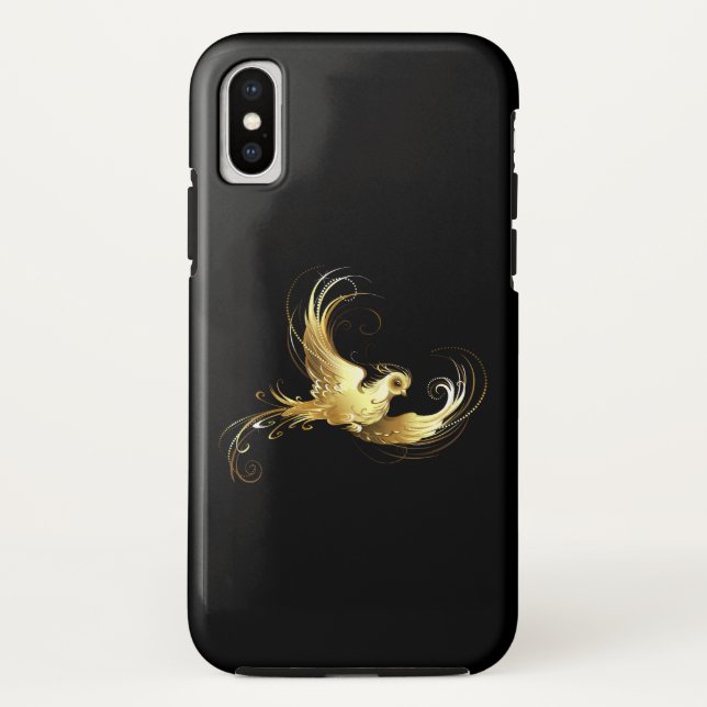 Coques Case-Mate iPhone Oiseau d'or sur Arrière - plan noir (Dos)