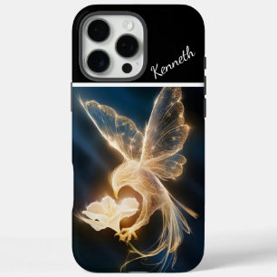 Coques iPhone 16 Pro Max Oiseau doré et fleur