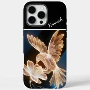Coques iPhone 16 Pro Max Oiseau doré et fleur