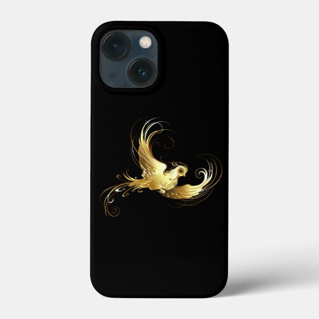 Coques Case-Mate iPhone Oiseau doré sur fond noir (Verso)