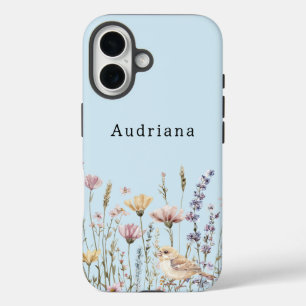 Coque Pour iPhone 16 Oiseau en fleurs