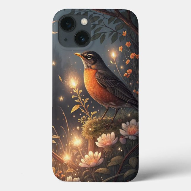 Coques Case-Mate iPhone Oiseau et fleurs de Robin magique (Verso)