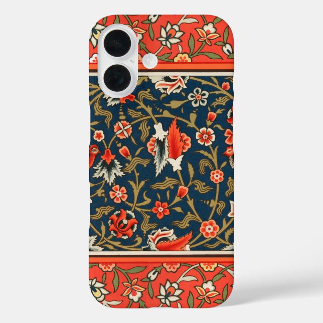 Coques Case-Mate iPhone Oiseau et fleurs Perse Motif bleu rouge (Verso)