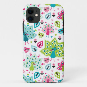 Coque iPhone 11 oiseau et hibou de paon