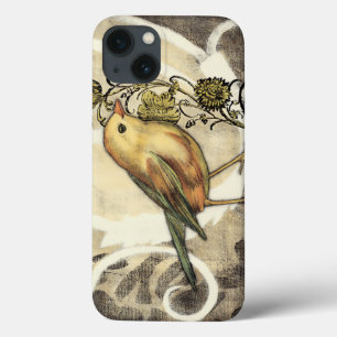 Etui iPhone Case-Mate Oiseau jaune et vert sur l'arrière - plan vintage