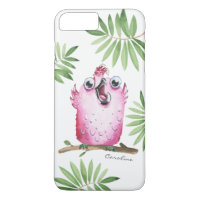 Oiseau rose mignon avec votre nom