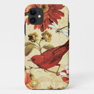 Coques Pour iPhone Oiseau rouge dans un jardin d'agrément