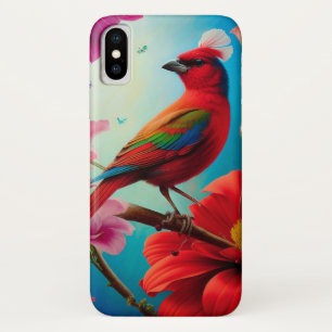 Case-Mate iPhone Case Oiseau rouge et fleurs