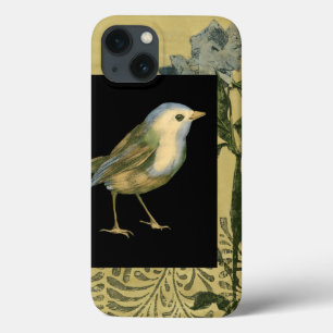 Etui iPhone 13 Oiseau sur Noir et Arrière - plan Vintage