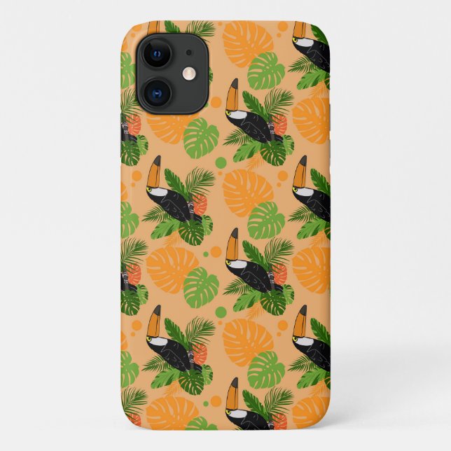 Coques Case-Mate iPhone Oiseau tropical Toucan Motif sans couture (Dos)