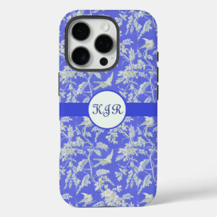Coques iPhone 16 Pro Oiseaux blancs vintages et fleurs sur violet