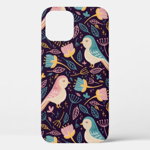 Case-Mate iPhone Case Oiseaux bleus et roses avec fleurs et feuilles sur