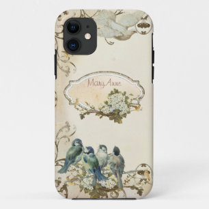 Coque Case-Mate Pour iPhone Oiseaux boisés enchantés Dove Swirl Personnalisé