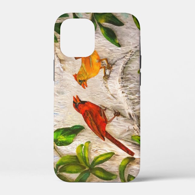 Coques Case-Mate iPhone Oiseaux cardinaux peints (Verso)