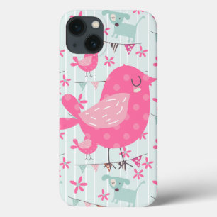 iPhone 13 Case Oiseaux, Chiens, Bannières, Fleurs