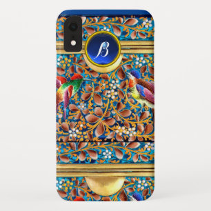 COQUES POUR iPhone OISEAUX COLORÉS ET ÉPAULES FLORALES MONOGRAMME DE 