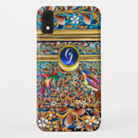 OISEAUX COLORÉS ET ÉPAULES FLORALES MONOGRAMME DE 
