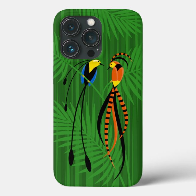 Coques Case-Mate iPhone Oiseaux colorés lumineux du paradis foncé (Verso)