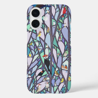 Coque Pour iPhone 16 oiseaux dans le vitrail