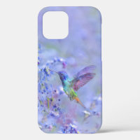 Oiseaux de colibri et fleurs de jardin bleu doux