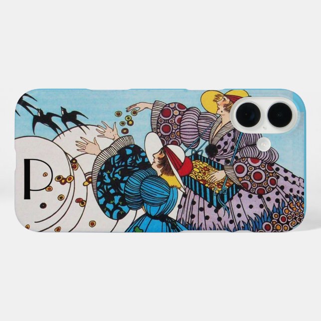 COQUES Case-Mate iPhone OISEAUX DE PRINTEMPS / MONOGRAMME DE CONCEPTEUR DE (Verso (horizontal))
