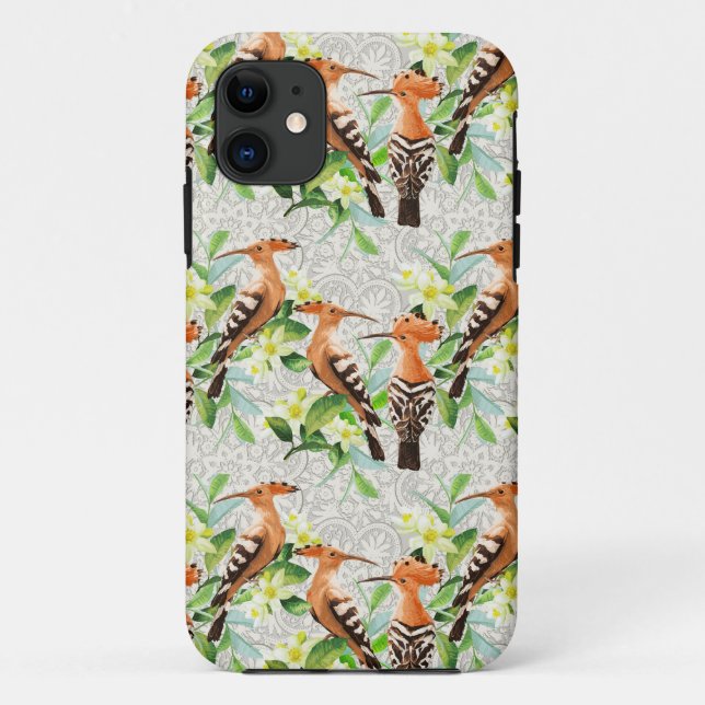 Coques Case-Mate iPhone Oiseaux exotiques sur la dentelle (Dos)