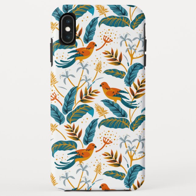 Coques Case-Mate iPhone Oiseaux exotiques tropicaux et motif feuille (Dos)