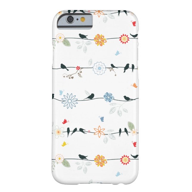Coques Case-Mate iPhone Oiseaux féminins sur un fil et des fleurs (Dos)