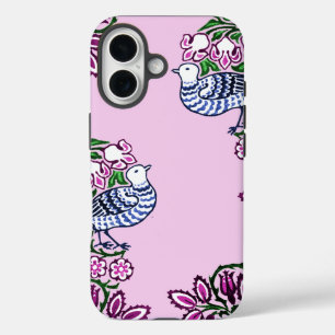 Coque Pour iPhone 16 Oiseaux folkloriques Fleurs Acorns