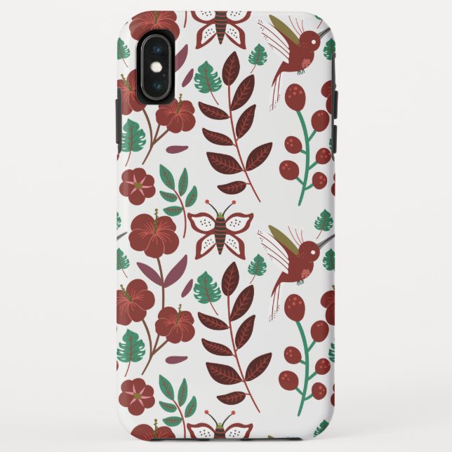 Coques Case-Mate iPhone Oiseaux motifs et papillons floraux sans soudure (Dos)