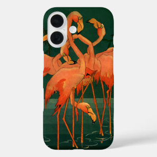 Coques iPhone 16 Oiseaux sauvages vintages, Flamants roses roses tr