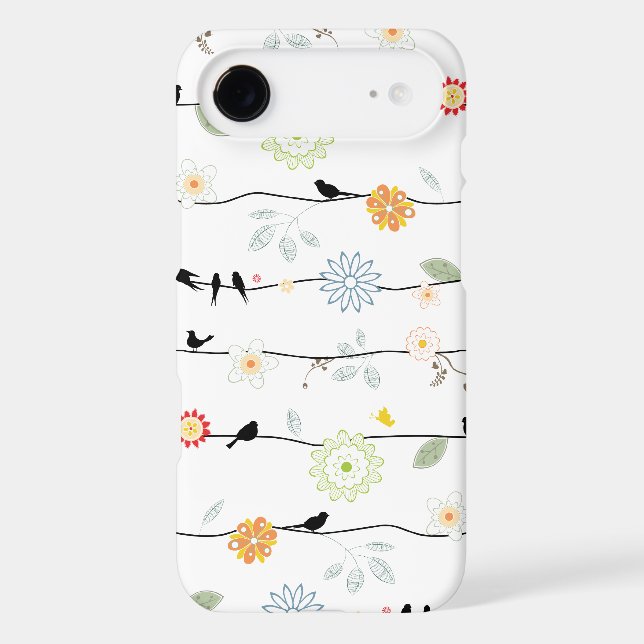 Coques Case-Mate iPhone Oiseaux sur vignes à fleurs (Verso)