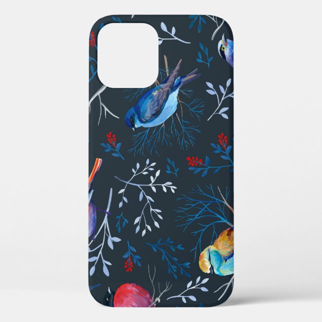 Coques Case-Mate iPhone Oiseaux vibrants : Gouache Dark Elegance (Verso)