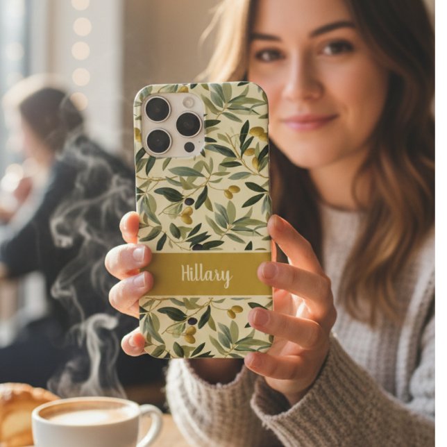 Coques Case-Mate iPhone Olive Branch Monogram Name  (Créateur téléchargé)