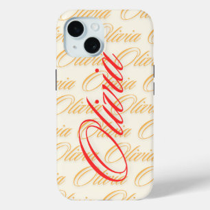 Coque Pour iPhone 15 Olivia Nom Motif Design