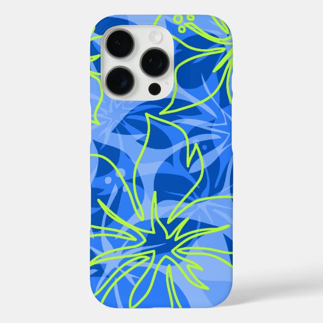 Coques Case-Mate iPhone Olowalu Hibiscus Hawaiian Camo Blue (Verso)