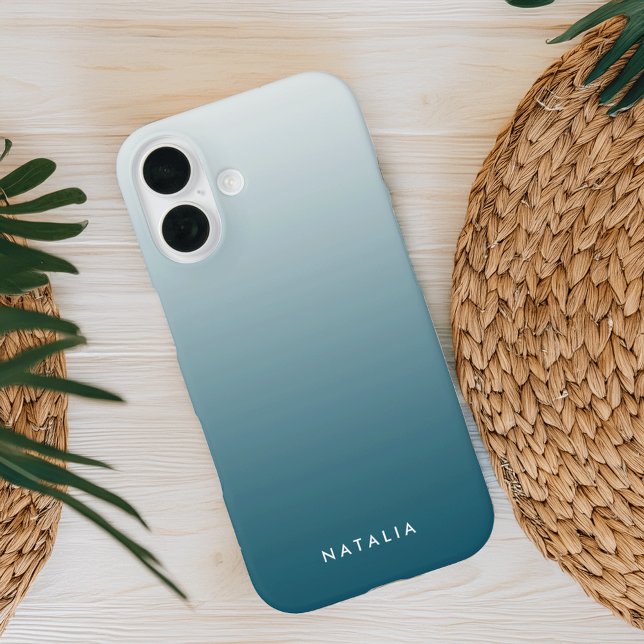 Coques Case-Mate iPhone Ombre de dégradé turquoise personnalisé (Créateur téléchargé)