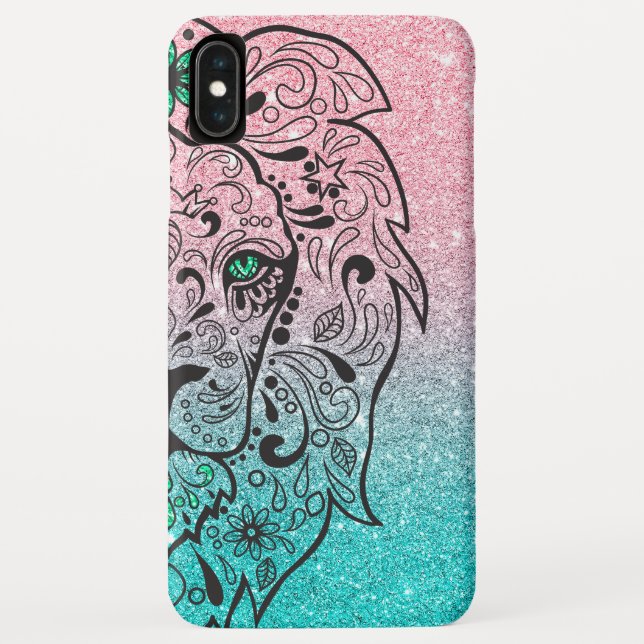 Coques Case-Mate iPhone Ombre de Parties scintillant du crâne Lion (Dos)