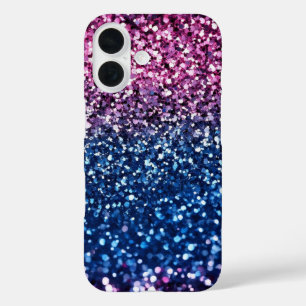 Coque Pour iPhone 16 Ombre Parties scintillant bleu violet