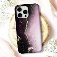 Ombre Purple Bourgogne avec Monogramme Gold Modern
