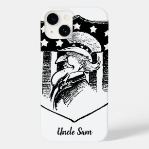 Coque Pour iPhone 14 Oncle patriotique vintage Sam et drapeau américain