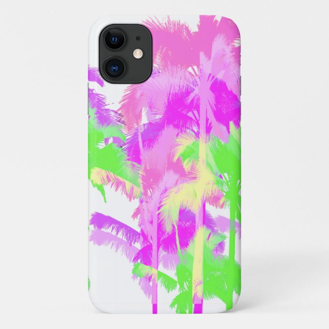 Coques Case-Mate iPhone Onde de chaleur tropicale néon palmiers hawaïens (Dos)