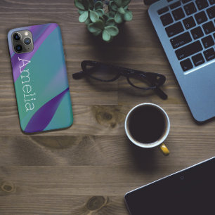 Case-Mate iPhone Case Onde géométrique violet turquoise violet avec nom