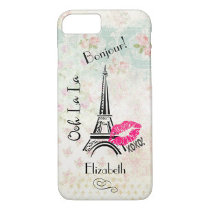 Coque iPhone 7 Ooh La La Paris Tour Eiffel sur Motif Vintage