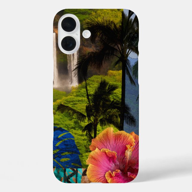 Coques Case-Mate iPhone Opaeka'a Falls, Kauai Hawaiian Collage (Verso)