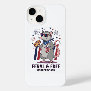 Coque Pour iPhone 14 Opossum Patriotique Sauvage et Libre 4 juillet Ind