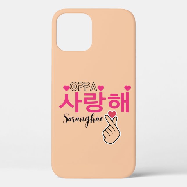 Coques Case-Mate iPhone Oppa Saranghae Cute Kpop coeur main (Verso)