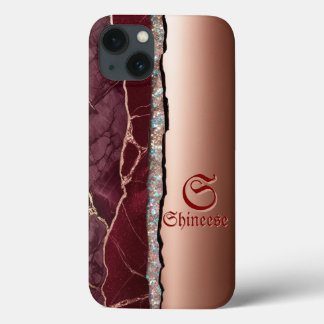 Case-Mate iPhone Case or bourguignon et rose personnalisé élégant