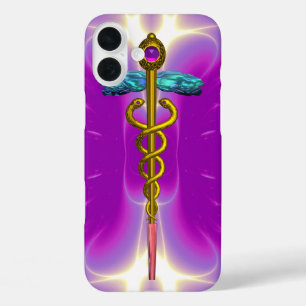 iPhone 16 Plus Case OR CADUCUS MÉDICALE SYMBOLE Violet rose violet vio